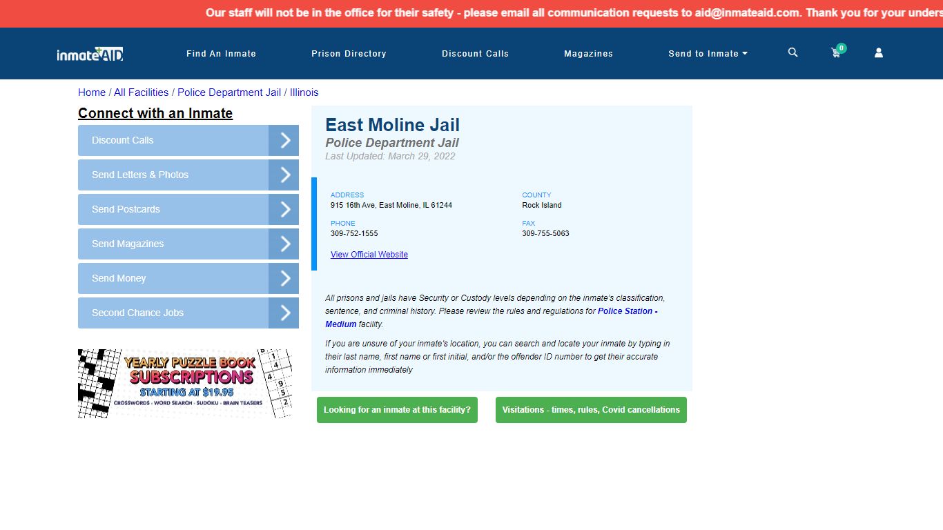 East Moline Jail & Inmate Search - East Moline, IL