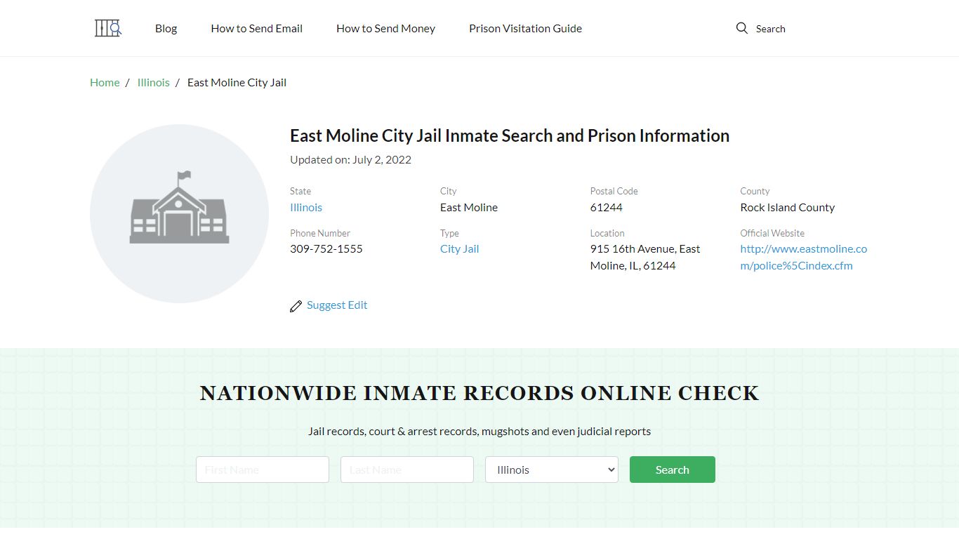 East Moline City Jail Inmate Search and Prison Information